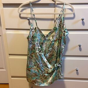 Silk Dex Green and Brown Floral Camisole